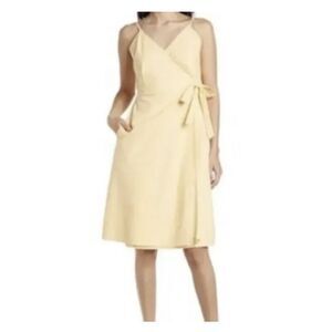 The Good Jane Canary Yellow Island True Wrap Lined Dress Pockets Size Medium NWT